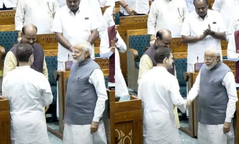 PM Modi, Rahul Gandhi with Om Birla