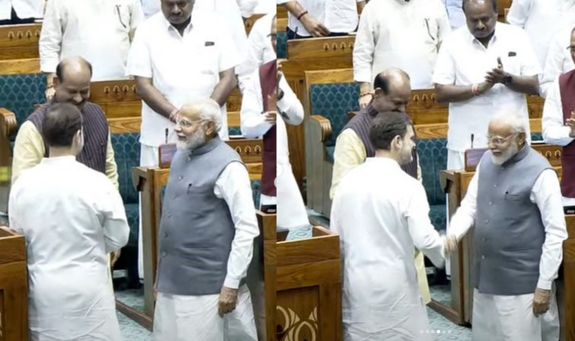 PM Modi, Rahul Gandhi with Om Birla