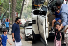 Saif Ali Khan with Son Taimur and Jeh