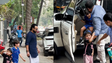 Saif Ali Khan with Son Taimur and Jeh